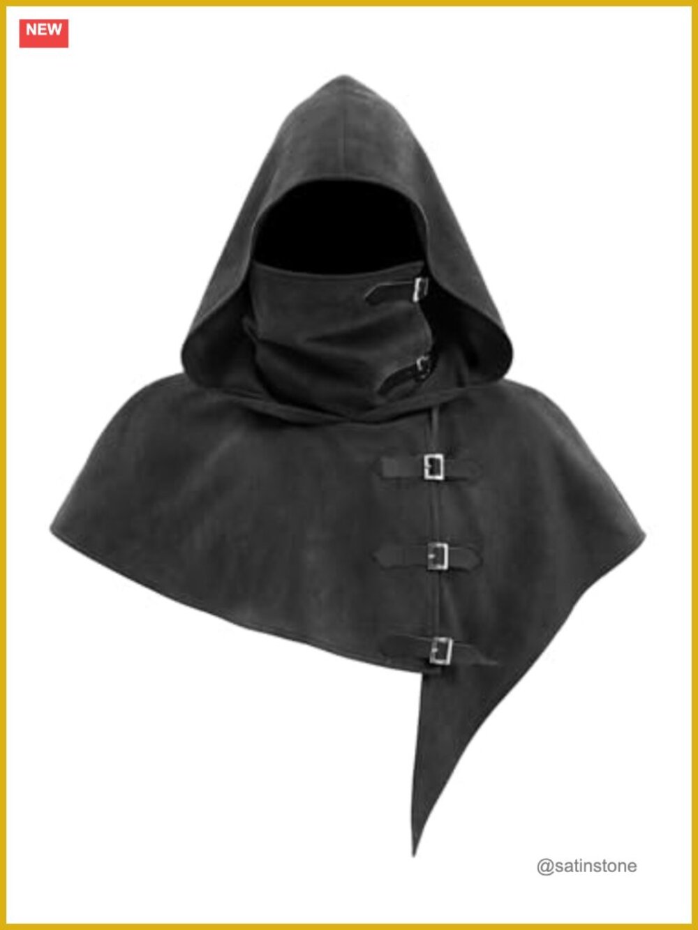 Medieval Cowl Hood Buckles Renaissance Hooded Cape Costume Adult Unisex